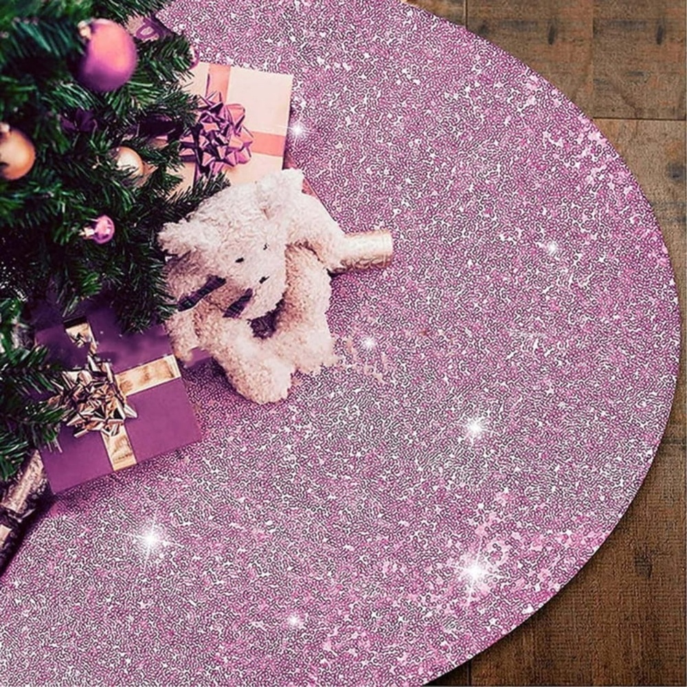 Lavender sequin Christmas tree skirt